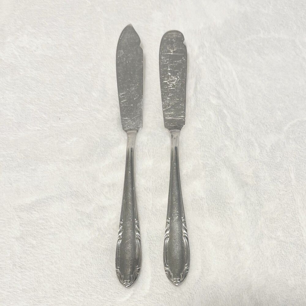 Vintage NOBLESSE 100 Silverplate Butter Spreaders Set of 2 Flat Handle Knives